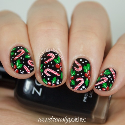 Candy canes for #manimonday! Head to thehuntofficialblog’s page to see my how to for this look