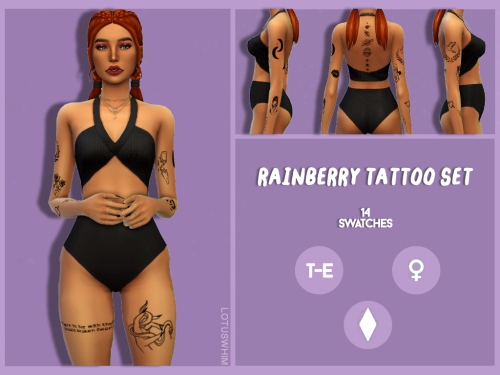 RAINBERRY TATTOO SETbase game compatiblefemale1 swatch with the full set and 14 individual swatches 