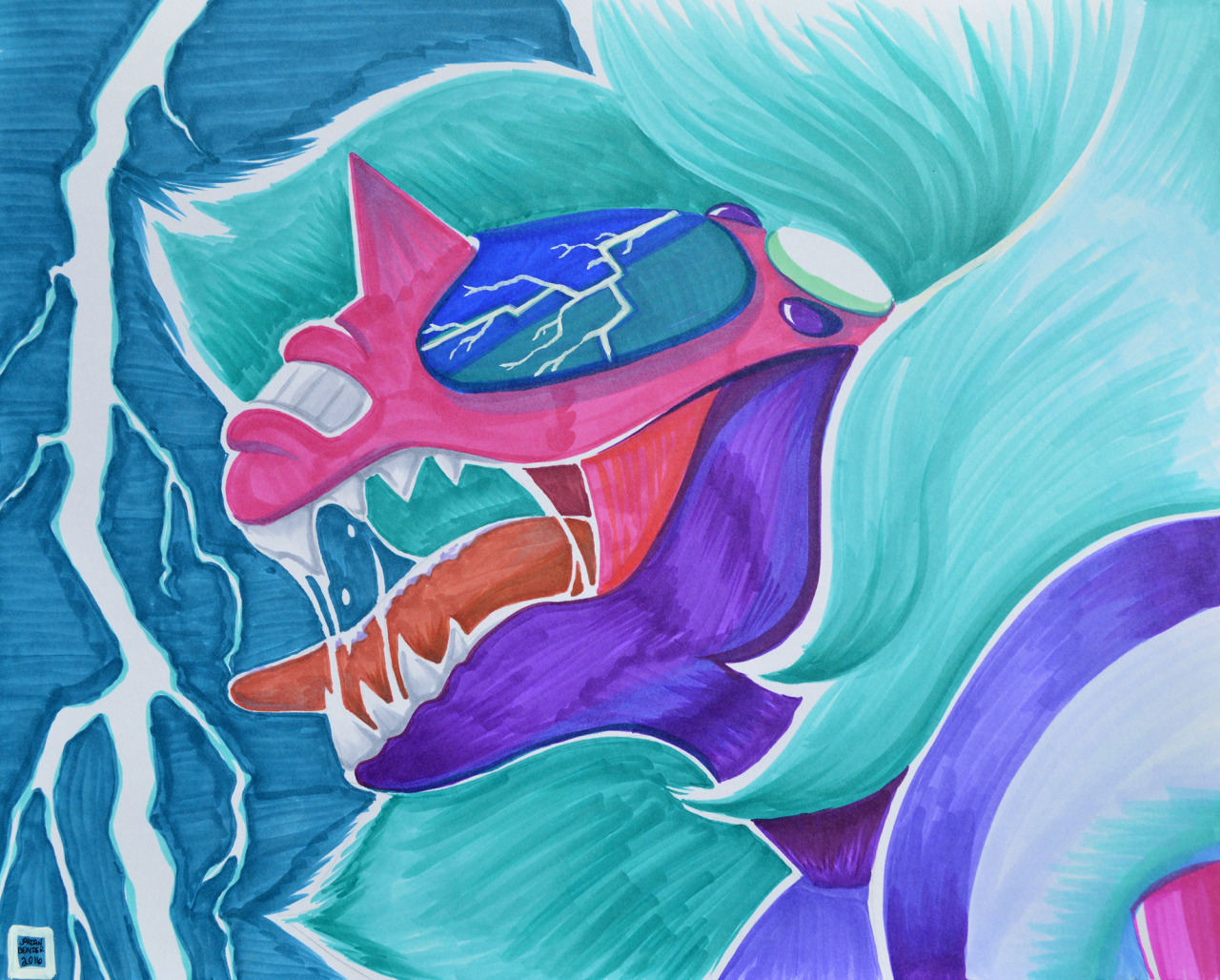 jordanbenderart:  11x14 inch drawing of Alexandrite with markers. Original is for