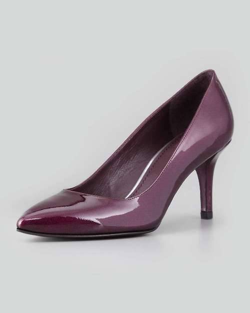 High Heels Blog Nova Patent Mid-Heel Pointy Pump, Viola via Tumblr