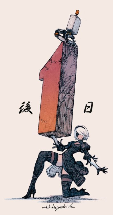 inactivenobody:Only 1 day left to the release of Nier Automata in Japan. Illustration by Akihiko Yoshida.