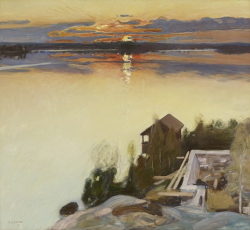 Sunset at Lake Tuusula  -  Pekka Halonen 1902Finnish 1865-1933