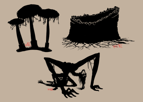 [Doodle-Do!] Did some nightmare fuel doodles on my stream today! Descriptions? Uhh… 1) Mushro