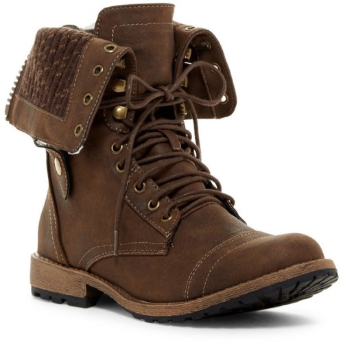 Elegant Footwear Star 8 Combat Boot ❤ liked on Polyvore (see more brown military boots)