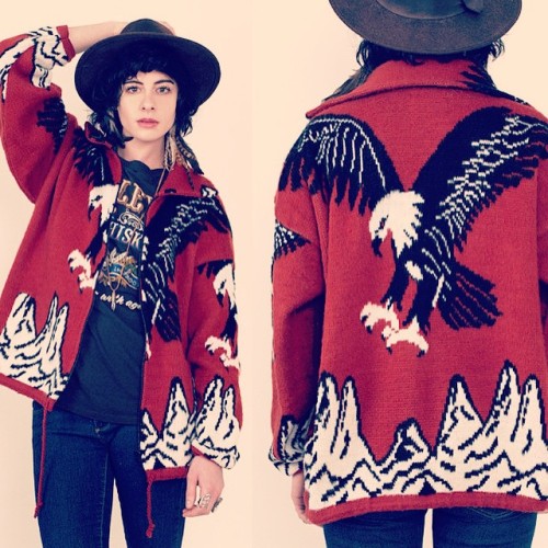 Who doesn&rsquo;t want an awesome eagle on the back of their cardigan!? Killer Vintage Wool Swea