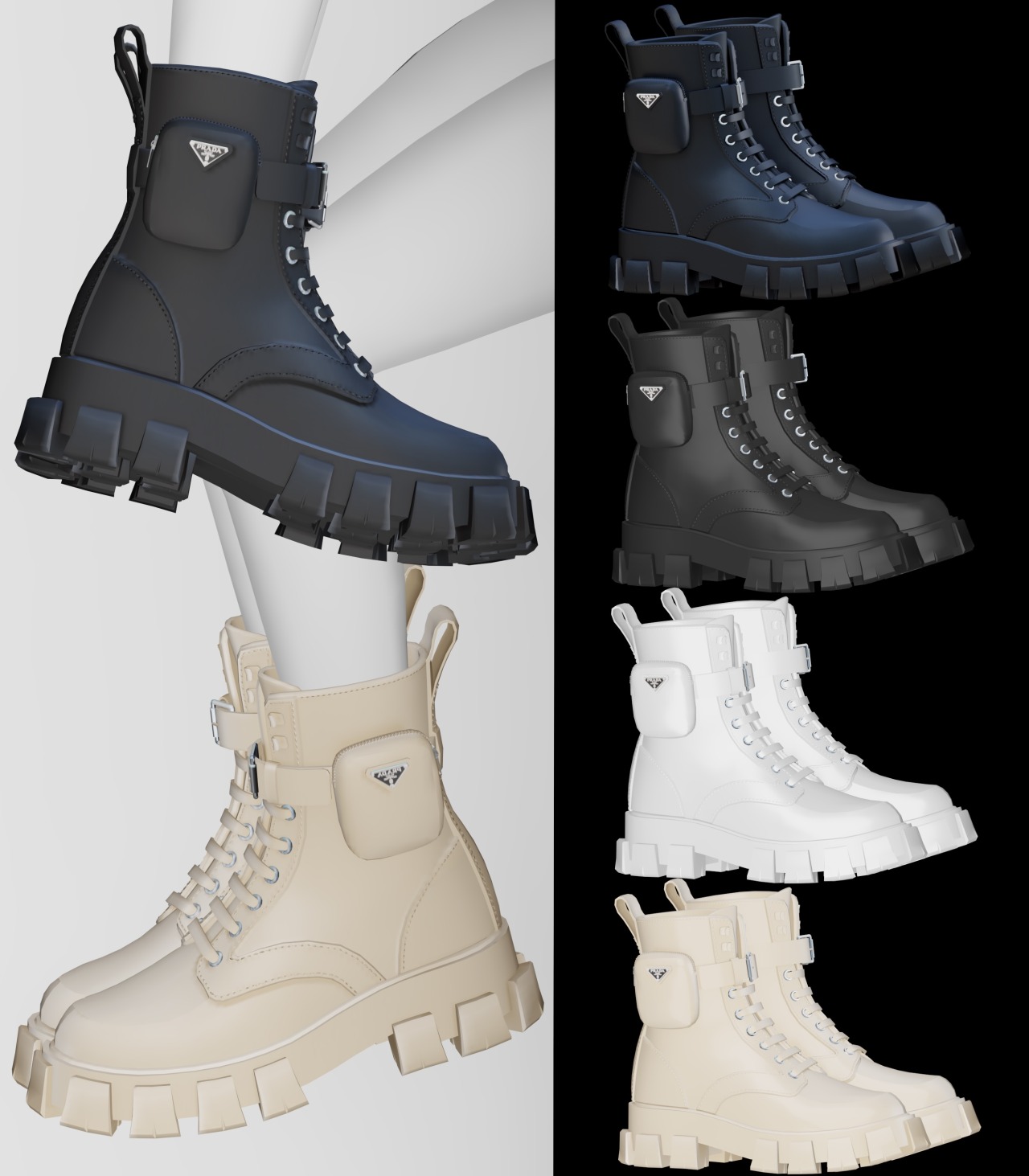 Saks Sims — PRADA MONOLITH BOOTS Here are the iconic Monolith...