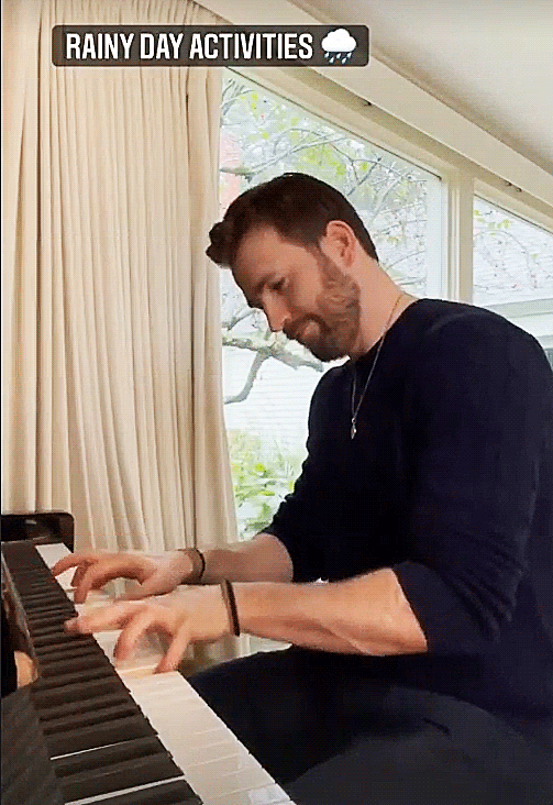 tedllasso:CHRIS EVANS playing the piano on his IG story - October 26, 2021.