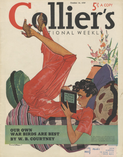 Collier’s National Weekly. How to Have Poise. October 14, 1939. Robert O. Reid cover girl.Alth
