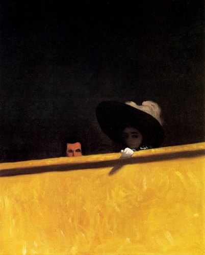 artist-vallotton: Box Seats at the Theater, the Gentleman and the Lady, 1909, Felix VallottonMedium:
