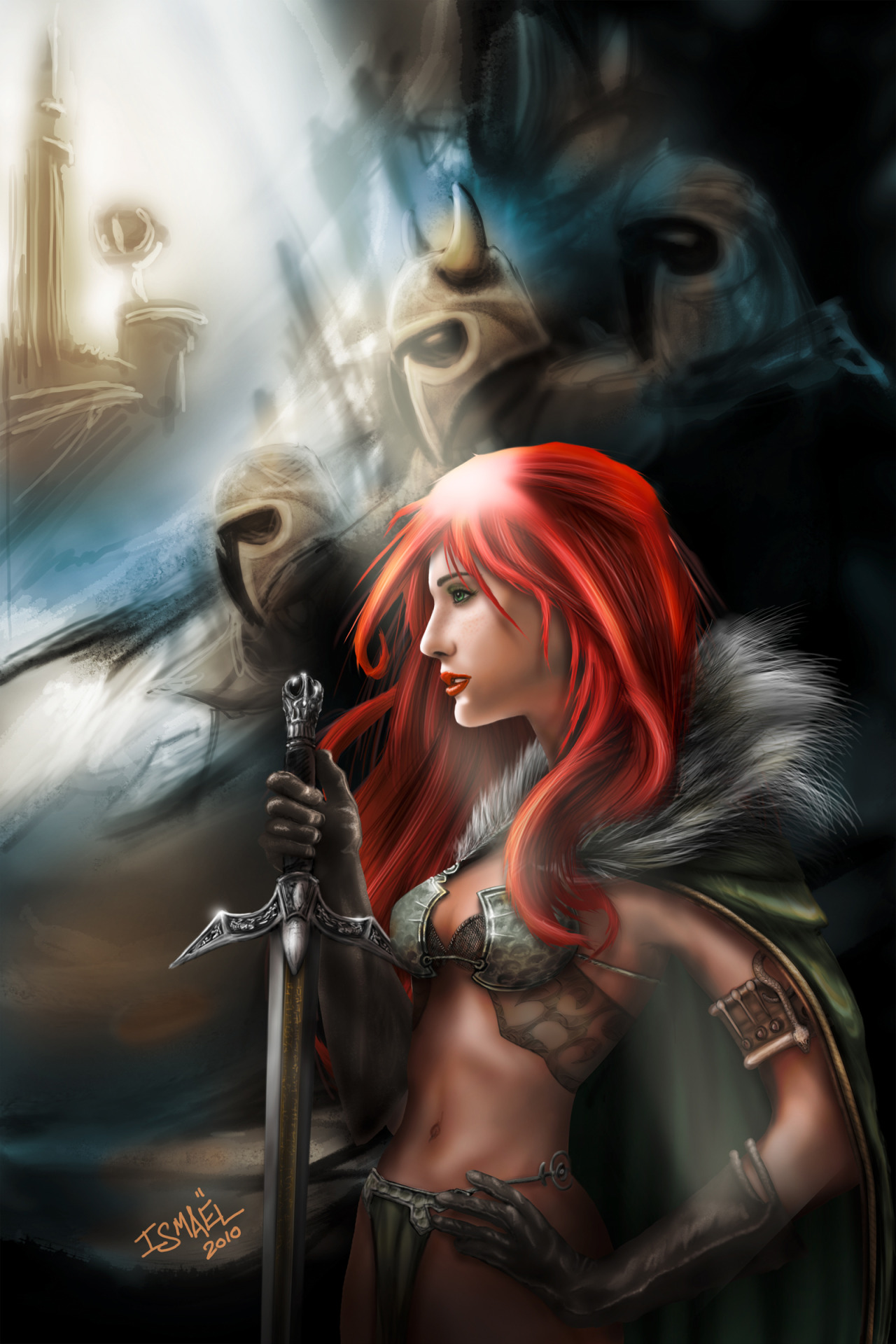 fantasy-scifi:  Red Sonja Prepare to battle by ismaelArt