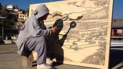 sortedgotmesorted:  fem-arts:  Jordan Mang-osan - Artist creates paintings using the power of sunlight through a magnifying glass Here’s his Facebook and his work on Fine Art America  #FilipinoPride 