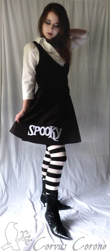 corvuscoronefashion-photography:  Limited edition Hallowe’en appliqué skirts It’s