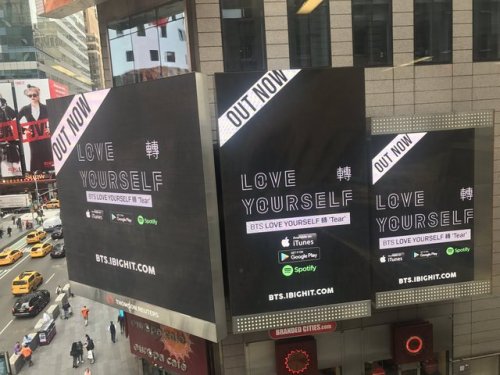 jjk&ndash;pjm: 180519 BTS AT THE TIMES SQUARE’S BILLBOARDS @sweetmintyoongi