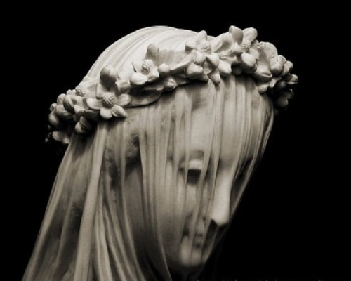 silenceforthesoul:A reproduction marble bust of Veiled Maiden. The original bust was sculpted in Par