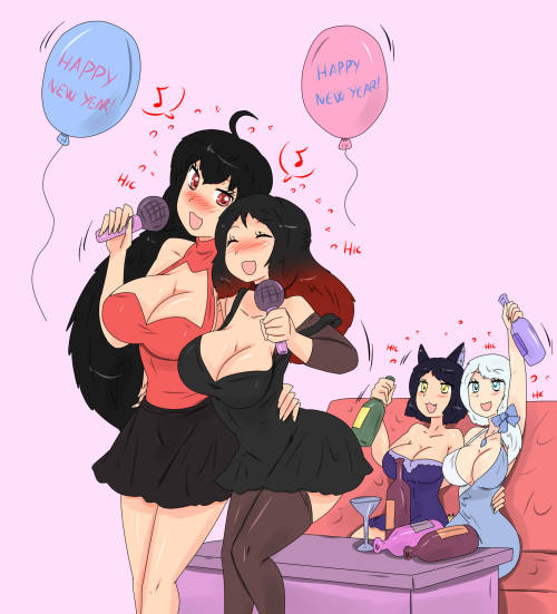 Team RWBY moms celebrating the New Year