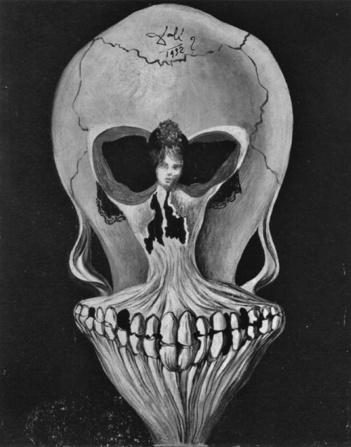 undying-orchid:Ballerina in a Death’s Head (1939) by Salvador Dalí