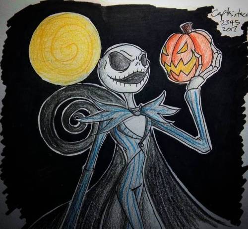 Happy Halloween! To celebrate my favourite holiday, I drew Jack Skellington, my favourite Disney Character. #halloween #nightmarebeforechristmas #jackskellington #instart #disney #timburton #jackolantern #instartist #sketchbook #ink #paper #colouredpencil