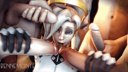 bennemonte:  Commission - Mercy BlowbangOverwatch models are fun.Gfycat / Webm / 1080p for Patrons If you like what I do, take a look at my Patreon page for the monthly raffle, commissions, character polls, HD renders, WiPs, etc.                     