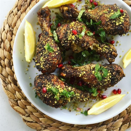 Za'taar &amp; Pistachio Crusted Chicken Drumsticks. A zesty herbaceous, perfectly roasted chicken dr