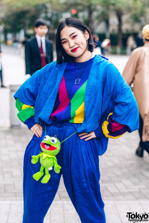 17-year-old Japanese students Asuko and Mai on the street in Tokyo wearing colorful fun looks featur