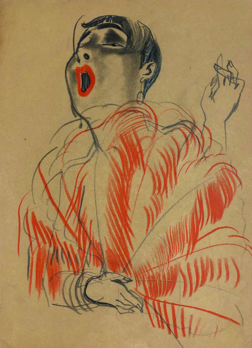 amare-habeo:   Erna Schmidt-Caroll  (German, 1896-1964)  Chansonette, 1928Pencils on paper   