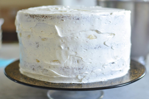 sweetoothgirl:  Chocolate Banana Cake w/ Vanilla Bean Butter Cream  