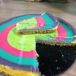 foodffs:  Rainbow cheesecake I baked following this recipe! 