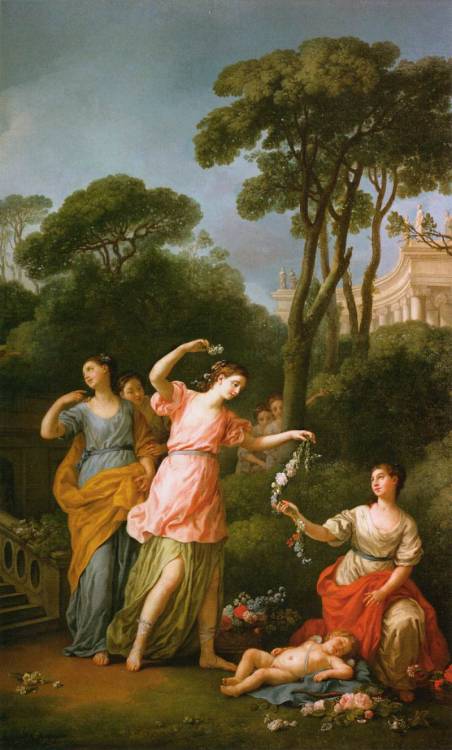 centuriespast: VIEN, Joseph-MarieGreek Maidens Adorning a Sleeping Cupid with Flowers1773Oil on canv
