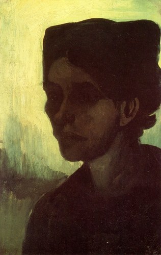 Head of a Young Peasant Woman with Dark Cap, 1885, Vincent van GoghMedium: oil,canvas
