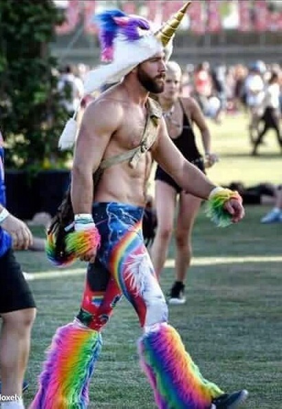 Move over pink latex unicorn boy. You are being replaced by rainbow hipster unicorn boy as my preten