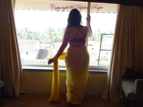 dipika-rajiv:part 1 of saari series , morning sun shine showing her curves from hotel room . Reblog 