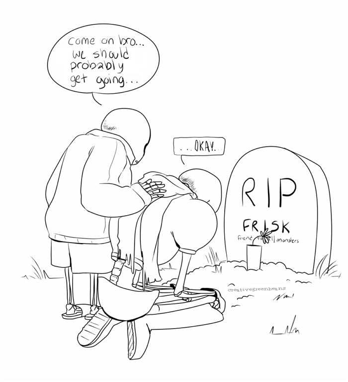 creativegreenbeans:  Head canon where Frisk dies at the end of the Pacifist run,