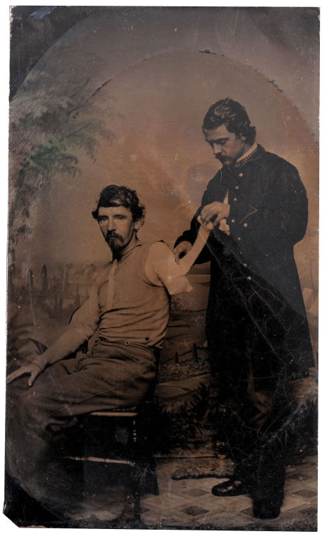 ca. 1860s, [tintype portrait of a Union soldier amputee and surgeon]via Heritage Auctions