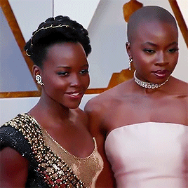myfriendamy:  Danai Gurira and Lupita Nyong’o on the red carpet at the 2018 Academy