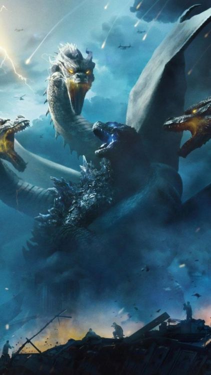 1080x1920 2019 movie, Godzilla: King of The Monsters, Dragon vs Godzilla, poster wallpaper @wallpape