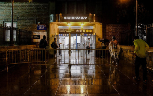 Waiting for the daily resumption of subway service at Broadway Junction following overnight closure 