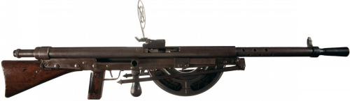 An original WWI French Chauchat machine gun, circa 1915.  This infamous light machine would earn the