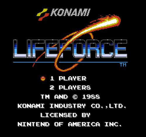 LIFEFORCENES, 1988. Game developed and published by Konami.