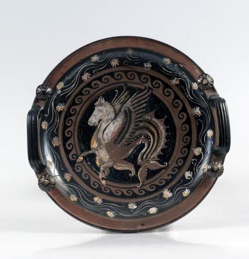 theancientwayoflife:~ Dish with a Depiction of Hippocampus.Place of origin: Southern Italy, Apulia (