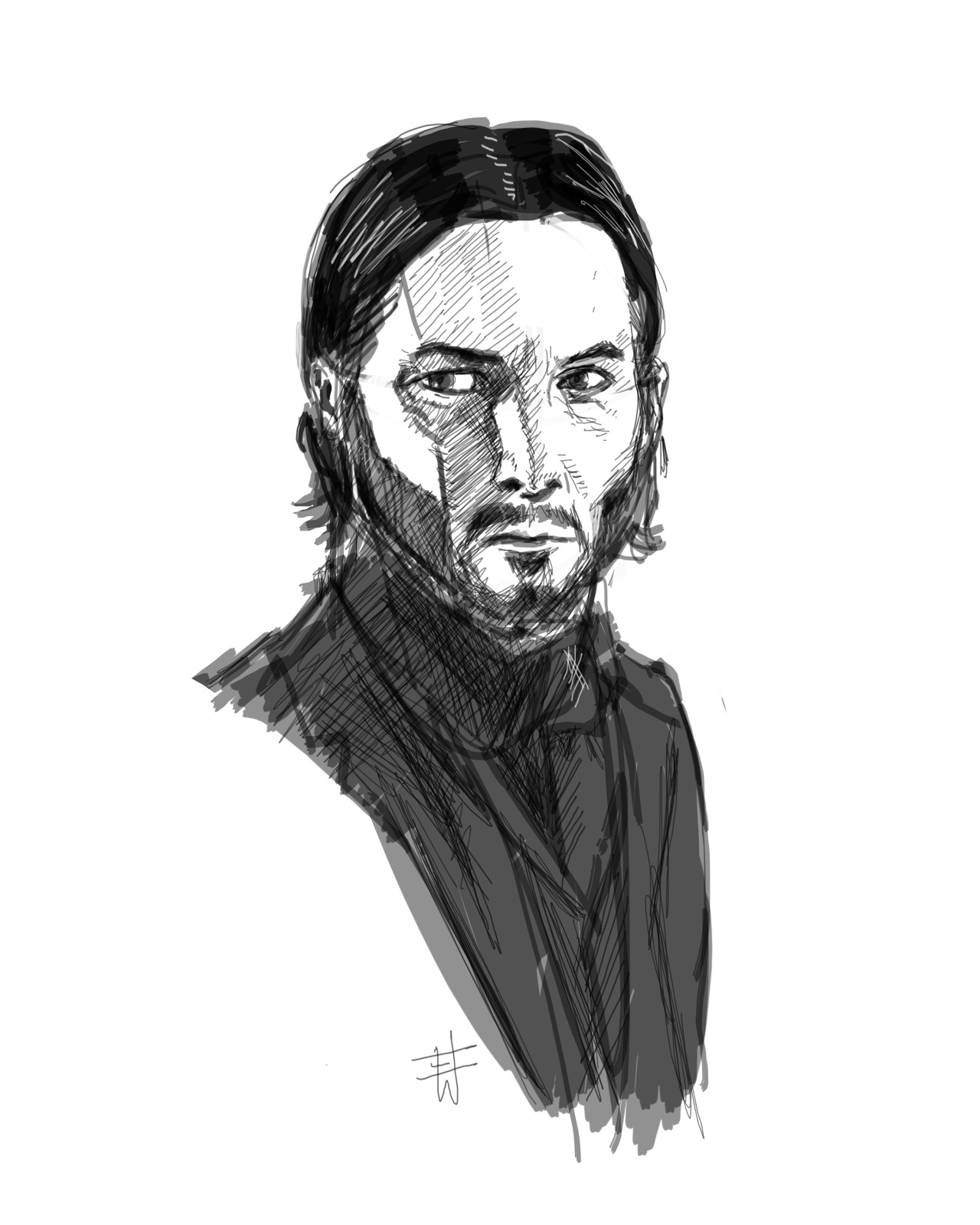 John Wick Realistic Sketch Art Print by Abhinav Pandey - Fine Art America