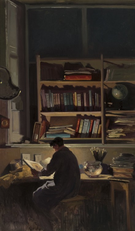 urgetocreate: Józef Rapacki (Polish, 1871-1929), In the Library, 1928, Oil on canvas