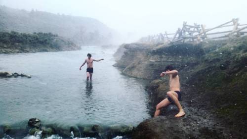 Not pictured: the trio of elk that joined us in our snowy swim (at Boiling River)