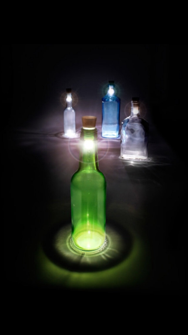 wickedclothes:  Rechargeable Bottle Lamp Some people collect liquor bottles. Others