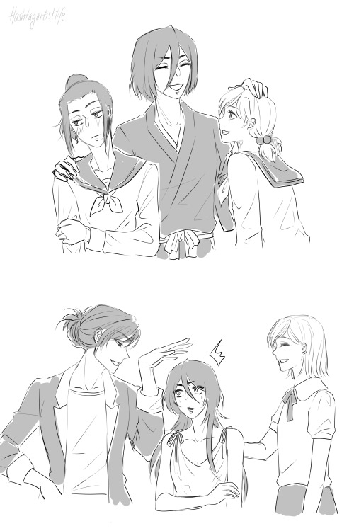 doodle dump ft. ayakashi society my beloved, rukia and kurosaki twin interaction, ichiruki sharing d