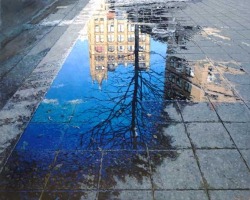 asylum-art:  Reflections by Richard Combesat Gallery HenochRichard Combes was born in Manchester, England and studied architecture at the University of Liverpool. He worked as an architect in the U.K. before moving to New York City to earn his master’s