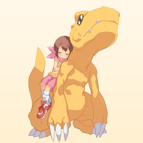digi-egg:  アグモンとヒカリ by hajime