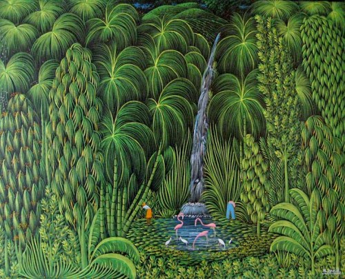 Henri Robert Brésil (Haitian, 1952-1999) - Waterfall with Pool