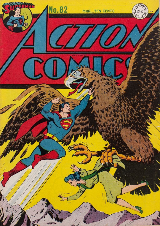 cover of original Action Comics 82 with Superman flying at a giant Eagle that is holding Lois Lane