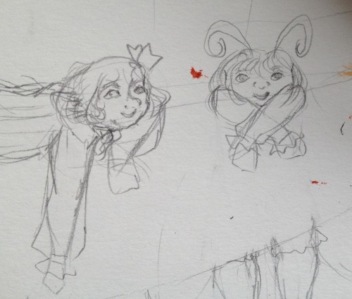 wip sketches o.Owhy on earth would a youkai of darkness be hanging out with a firefly?