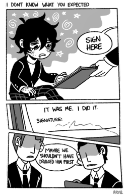 aryll: playing persona 5: the aryll experience (the last comic is a parody of this and im sorry) 